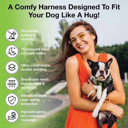 EcoBark Step In Dog Harness - XXXS to Medium Breeds- Reflective Soft Mesh Harness for Teacup, Small Dogs and Puppies / Camouflage