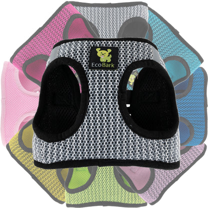 EcoBark Step In Dog Harness - XXXS to Medium Breeds- Reflective Soft Mesh Harness for Teacup, Small Dogs and Puppies / Steel Gray