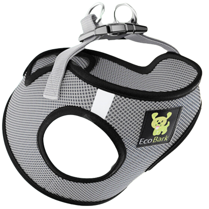 EcoBark Step In Dog Harness - XXXS to Medium Breeds- Reflective Soft Mesh Harness for Teacup, Small Dogs and Puppies / Gray