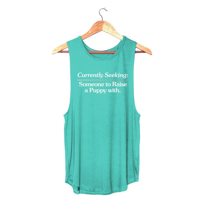Currently Seeking Someone to Raise a Puppy With | Women's Sleeveless Tank Made in USA