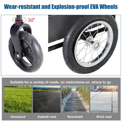 2-in-1, 3 Wheel Pet Jogging Stroller Bike Trailer