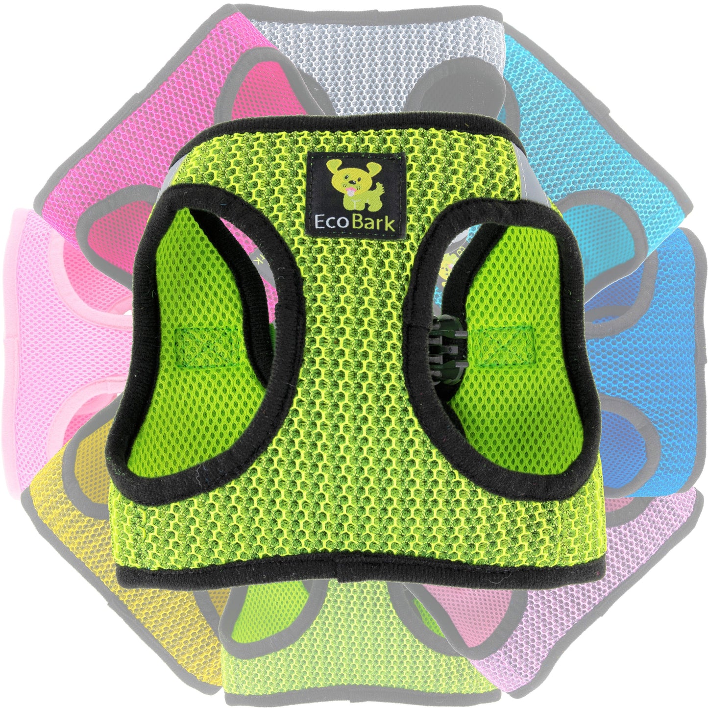 EcoBark Step In Dog Harness - XXXS to Medium Breeds- Reflective Soft Mesh Harness for Teacup, Small Dogs and Puppies / Neon Green Sport