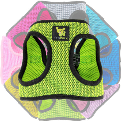 EcoBark Step In Dog Harness - XXXS to Medium Breeds- Reflective Soft Mesh Harness for Teacup, Small Dogs and Puppies / Neon Green Sport