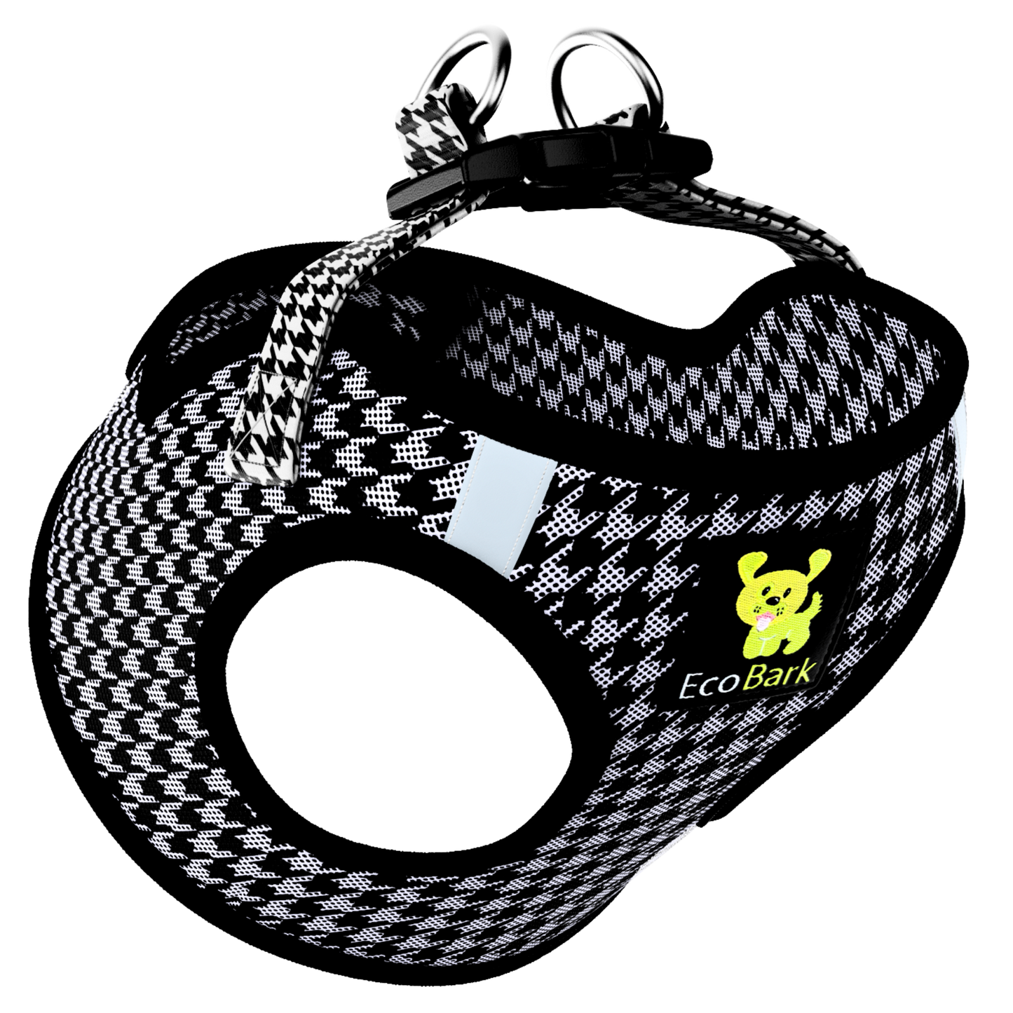 EcoBark Step In Dog Harness - XXXS to Medium Breeds- Reflective Soft Mesh Harness for Teacup, Small Dogs and Puppies / Houndstooth