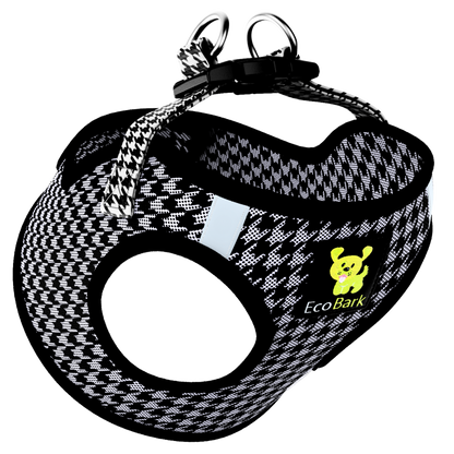 EcoBark Step In Dog Harness - XXXS to Medium Breeds- Reflective Soft Mesh Harness for Teacup, Small Dogs and Puppies / Houndstooth