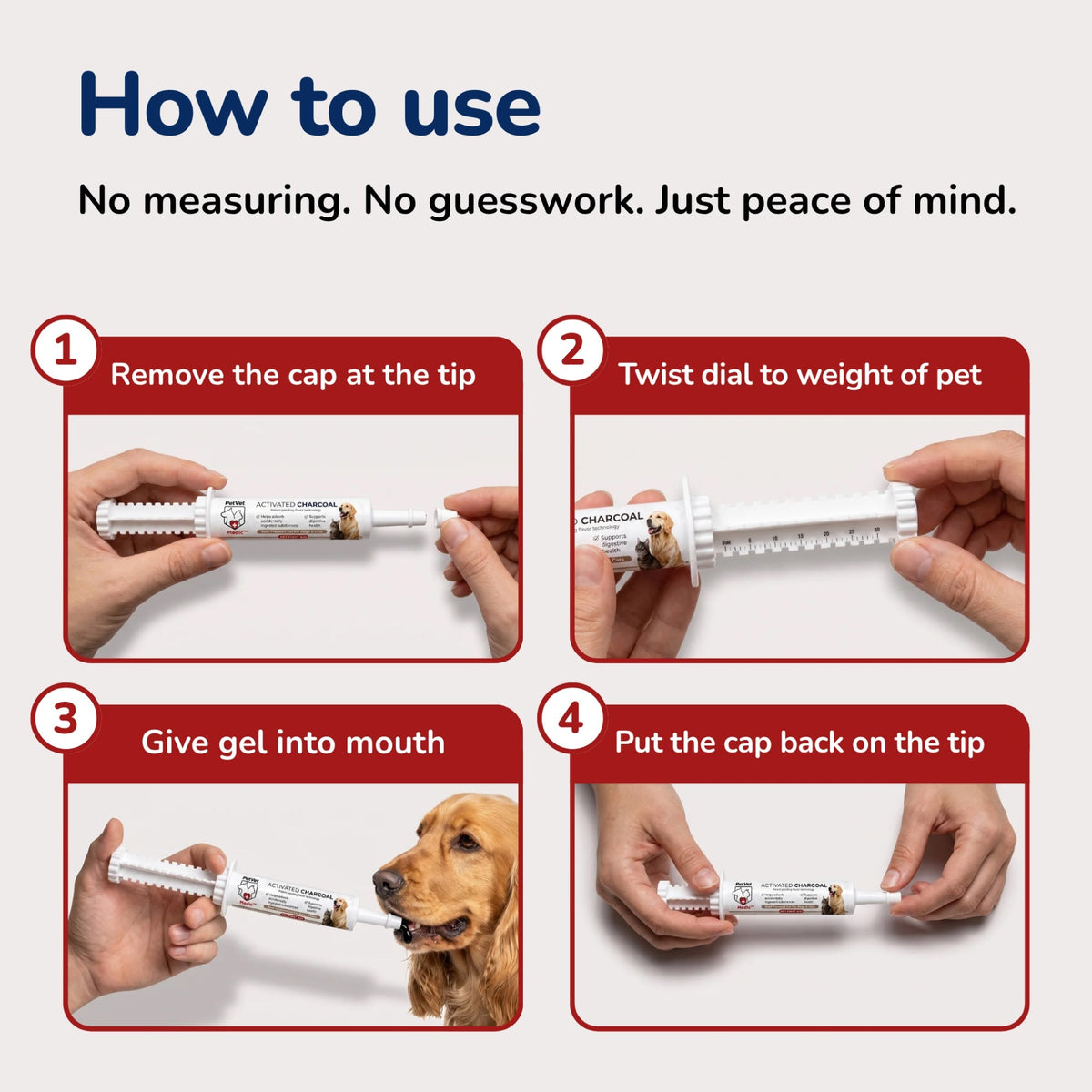 PetVet Medic® Activated Charcoal Syringe for Dogs & Cats — 30 mL