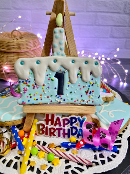 “CAKE & CANDLE™” Gift Set — Certified Lookie-a-Tookie™ Canine Cookies, Birthday Dog Treat Gift 🎂🐾