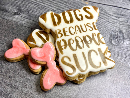 “DOGS BECAUSE PEOPLE SUCK™” Gift Set — Lookie-a-Tookie™ Canine Cookies, Funny Dog Treat Gift