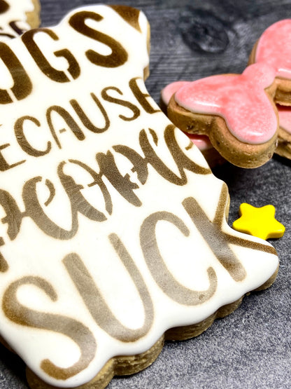 “DOGS BECAUSE PEOPLE SUCK™” Gift Set — Lookie-a-Tookie™ Canine Cookies, Funny Dog Treat Gift