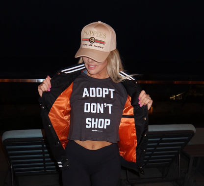 Adopt Don't Shop Crop Top | Gift for Rescue Advocates & Dog Lovers | Made in USA