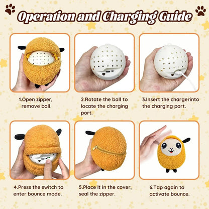 Interactive Moving Ball Rechargeable Plush Squeak Toy for Small/ Med/Large Dogs