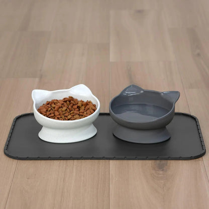 Kitty City Elevated Cat Bowls Set of 2 Whisker Friendly Raised 6.5oz Modern