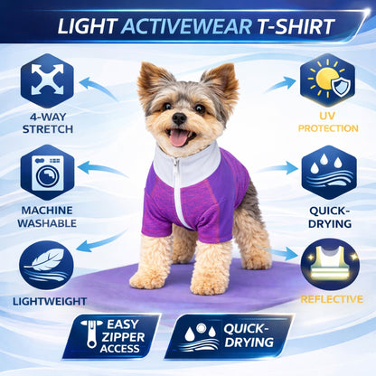 Pet Life ® Active 'Chewitt Wagassy' 4-Way-Stretch Yoga Fitness Long-Sleeve Dog T-Shirt