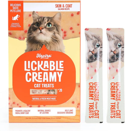Lickable Cat Treat Skin Coat Salmon Omega-3 Grain Free Squeeze