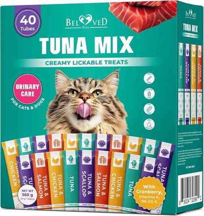Lickable Cat Treats – Tuna Mix, 40 Sticks, Urinary Care & Multivitamin