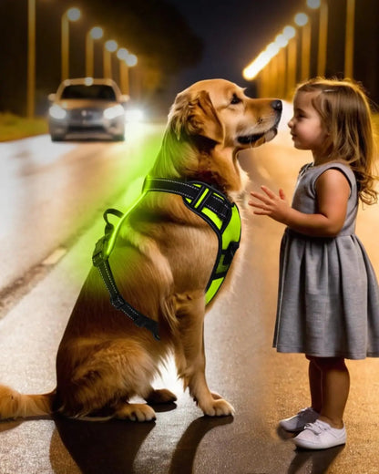 Light-Up LED Dog Harness – Rechargeable No-Pull Vest for Night Walking