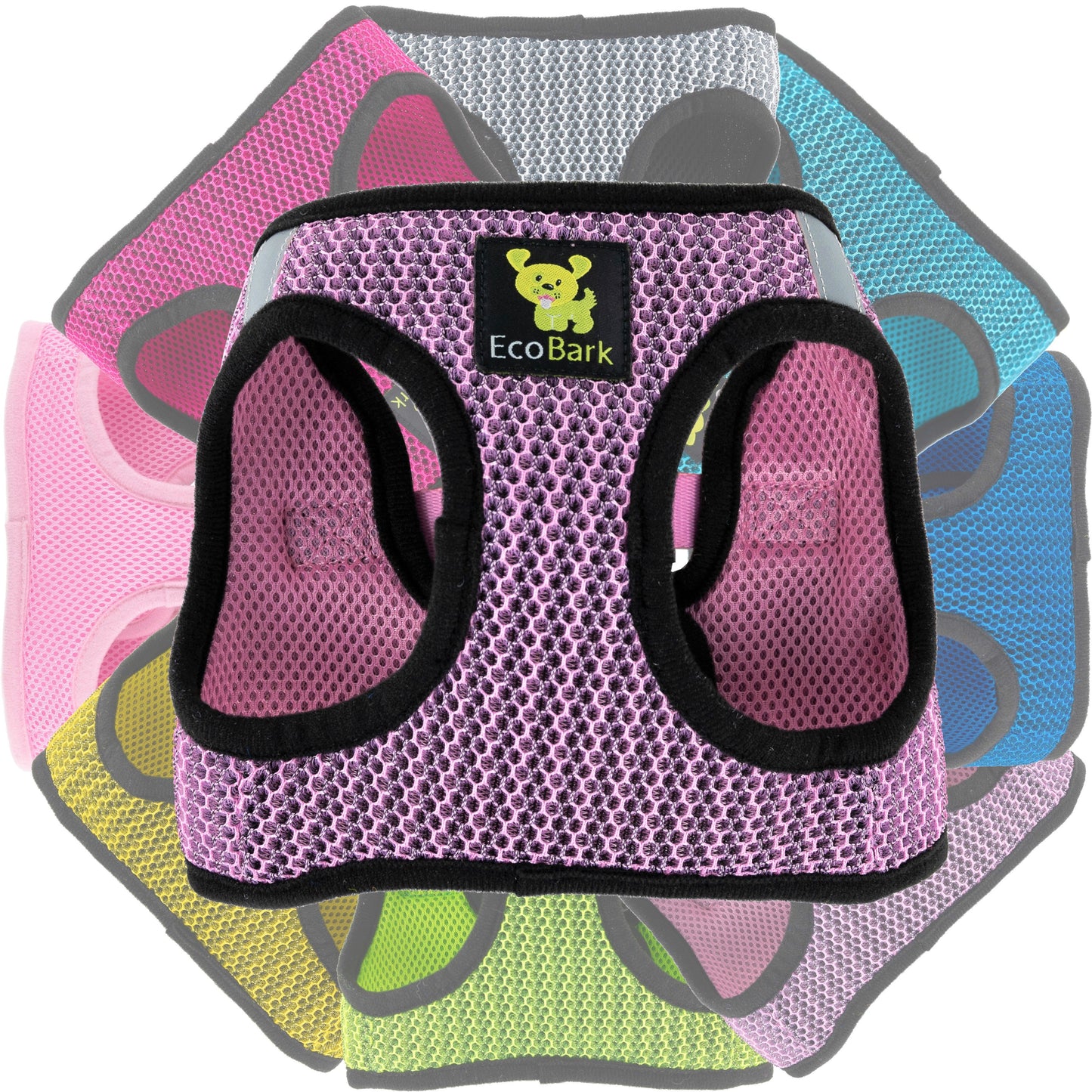 EcoBark Step In Dog Harness - XXXS to Medium Breeds- Reflective Soft Mesh Harness for Teacup, Small Dogs and Puppies / Lilac Pink