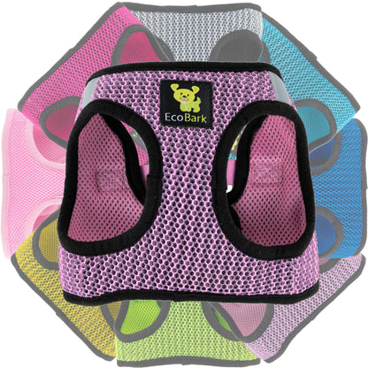EcoBark Step In Dog Harness - XXXS to Medium Breeds- Reflective Soft Mesh Harness for Teacup, Small Dogs and Puppies / Lilac Pink