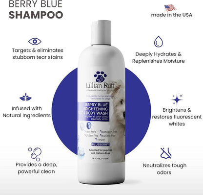 Lillian Ruff Professional Berry Blue Brightening Dog Shampoo & Conditioner Set