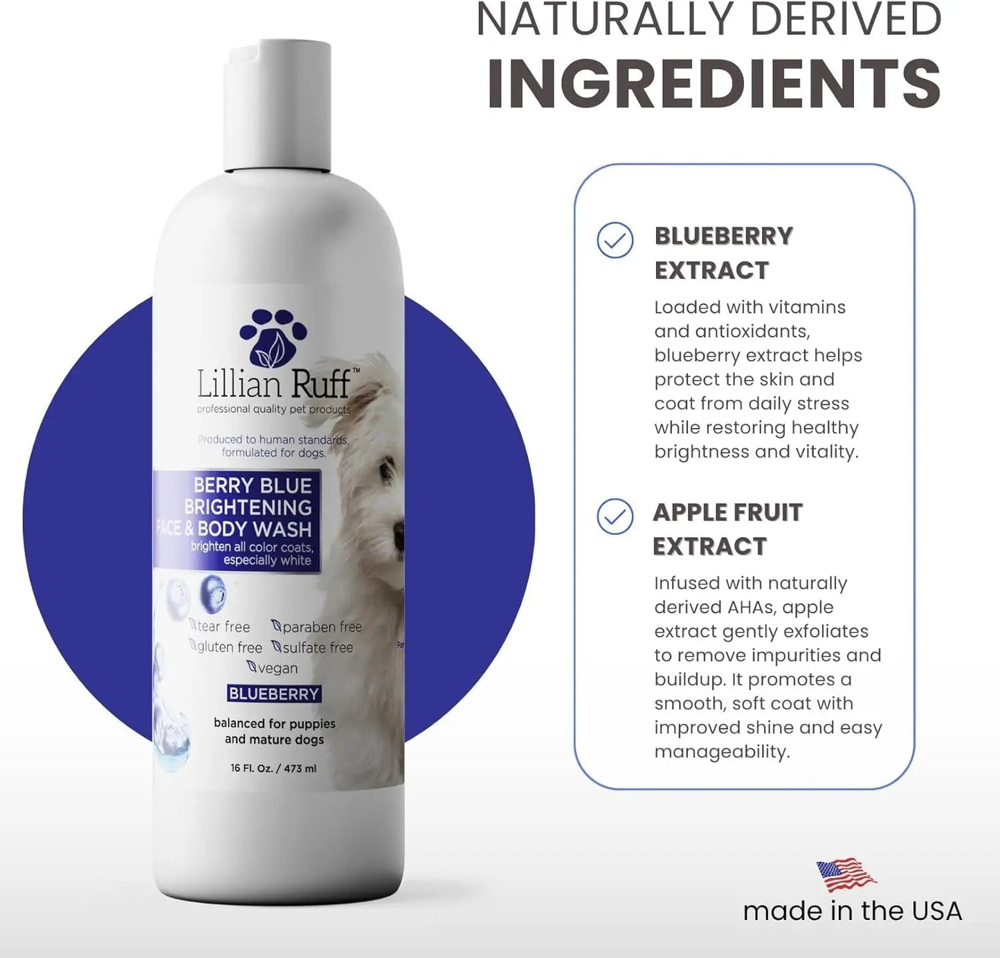 Lillian Ruff Professional Berry Blue Brightening Dog Shampoo & Conditioner Set
