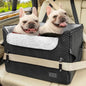 Luxury Dog Booster Car Seat Waterproof PU Leather Safe Buckles Dual Leash