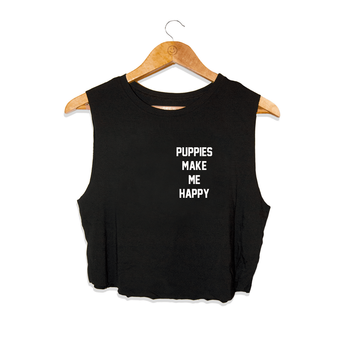 Puppies Make Me Happy Motto Crop Top Made in USA | Present for Dog Lovers