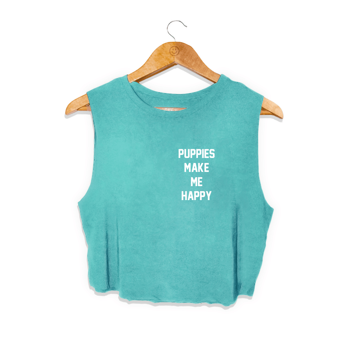 Puppies Make Me Happy Motto Crop Top Made in USA | Present for Dog Lovers