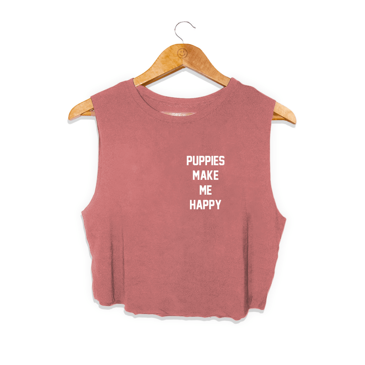 Puppies Make Me Happy Motto Crop Top Made in USA | Present for Dog Lovers