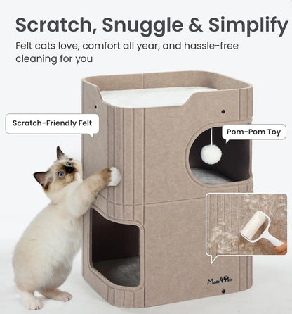 Made4Pets 2-Story Indoor Cat House Cube Bed Tunnel Condo