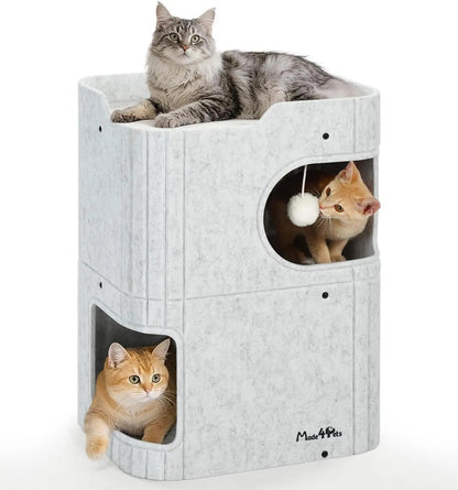 Made4Pets 2-Story Indoor Cat House Cube Bed Tunnel Condo