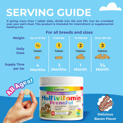 Multivitamin for Dogs & Cats. Prenatal Vitamins. 60 Tabs