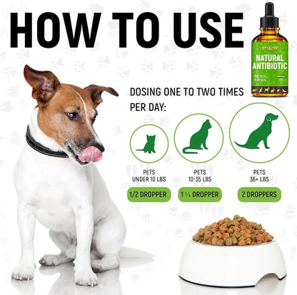 Natural Pet Immune Support Drops for Dogs & Cats, Skin, Coat & Digestion – 2 oz