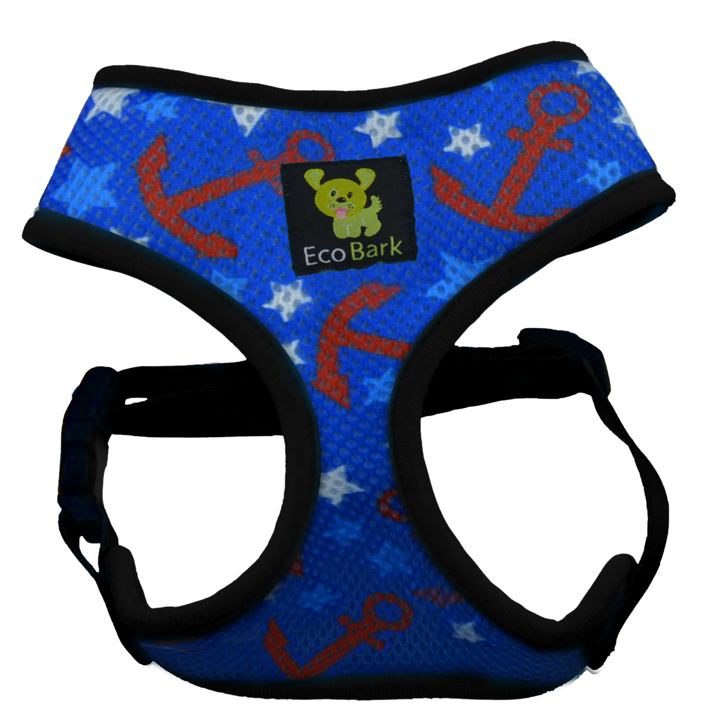 EcoBark Nautical Dog Harness - Over-the-Head Soft Mesh Vest Halter for Small to Medium Dogs