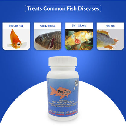 Fish Zole 250mg 30 Capsules for Fish – Bacterial & Parasite Treatment (Fin Rot & Internal Issues)