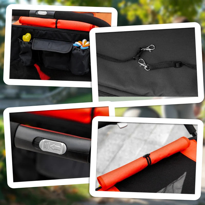 One-Click Foldable Stroller for Large Medium Small Dogs, Pet, Cats with Storage
