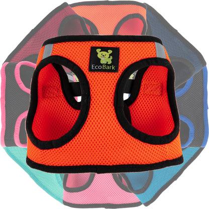 EcoBark Step In Dog Harness - XXXS to Medium Breeds- Reflective Soft Mesh Harness for Teacup, Small Dogs and Puppies / Orange