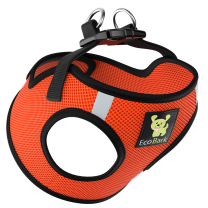 EcoBark Step In Dog Harness - XXXS to Medium Breeds- Reflective Soft Mesh Harness for Teacup, Small Dogs and Puppies / Orange