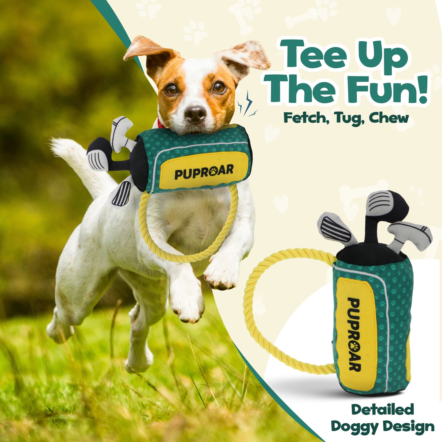 PUPROAR Golf Dog Toy- Squeaky and Crinkle and Squeaky Dog Toy- Ideal Birthday Dog Toy