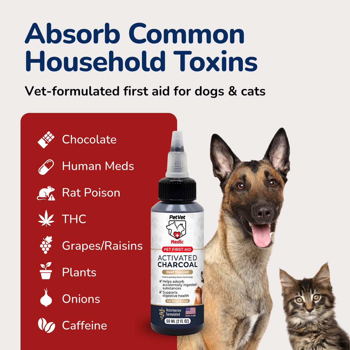 Pet Vet Activated Charcoal Gel for Dogs & Cats (60 mL)