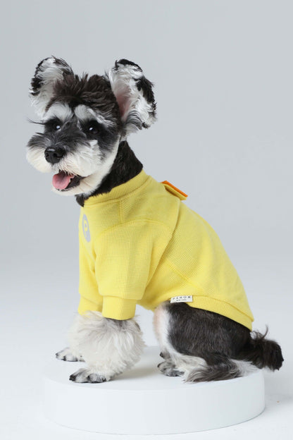 Embroidery Waffle T-Shirt - Yellow