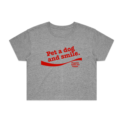 Pet A Dog And Smile Crop Tee | Gift for Dog Lovers | Made in USA