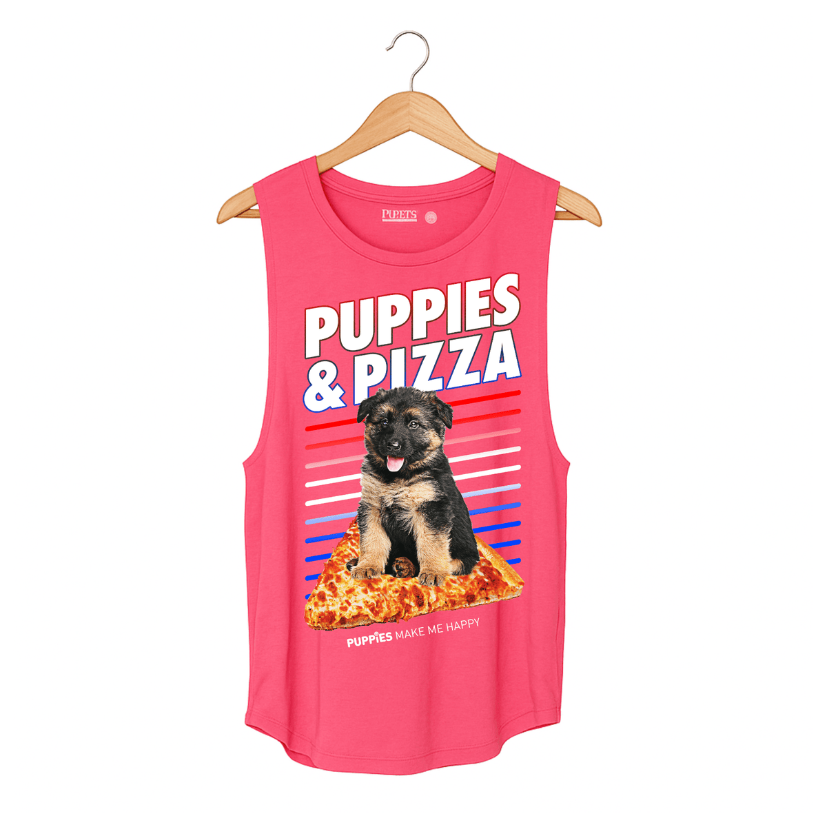 Puppies & Pizza Women's Sleeveless Tank | Gift for Dog Moms | Handmade in USA