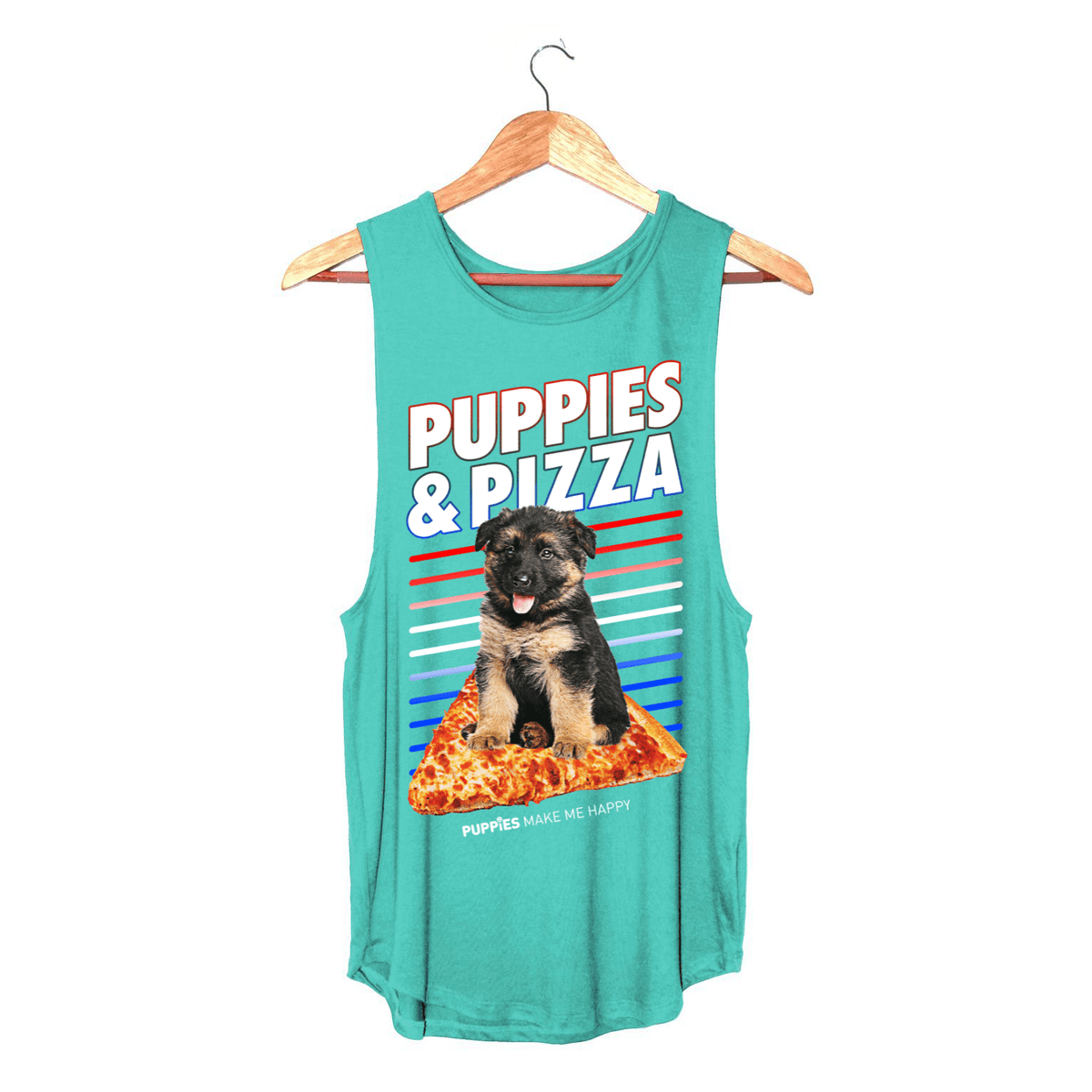 Puppies & Pizza Women's Sleeveless Tank | Gift for Dog Moms | Handmade in USA