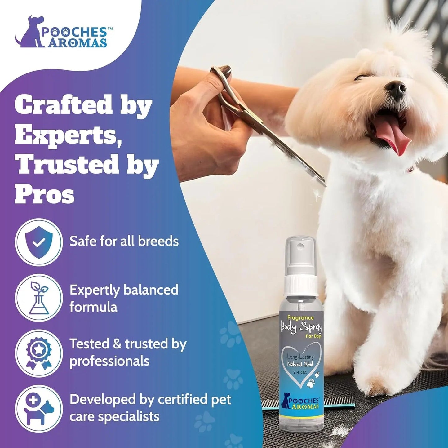 Pooches Aromas Natural Dog Cologne 6-Pack Long-Lasting Grooming Spray 2oz