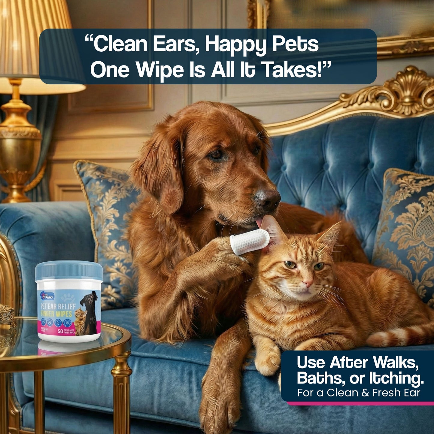 Ear Relief Finger Wipes for Pets (50 Count)