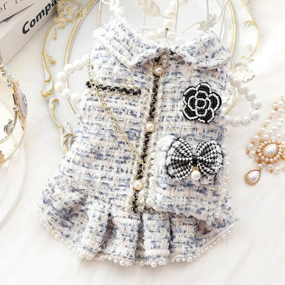 Princess Dog Dress | Lolita Tweed Coat Outfit for Small Dogs & Puppies