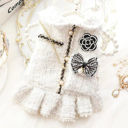 Princess Dog Dress | Lolita Tweed Coat Outfit for Small Dogs & Puppies