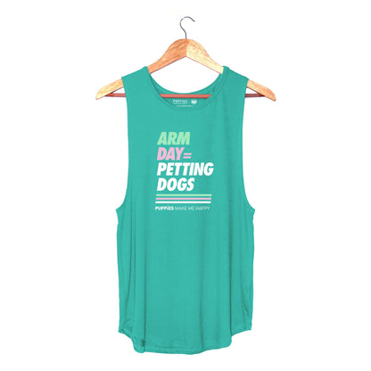 Arm Day = Petting Dogs Sleeveless Tank | Last Call | Dog Mom Fitness Gift | Made in USA
