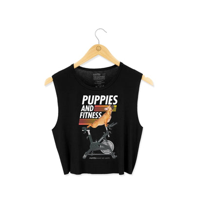 Puppies & Red Frenchie Spin Bike | Crop Top Made in USA MISPRINT