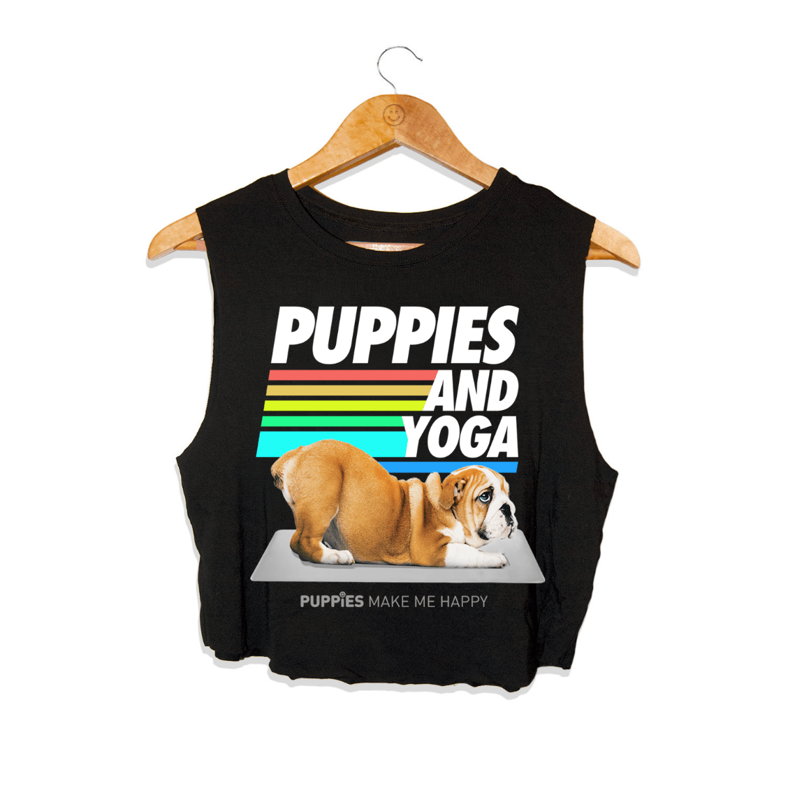 Puppies & Yoga Crop Tank | Gift for Dog Moms Who Do Yoga | Made in USA